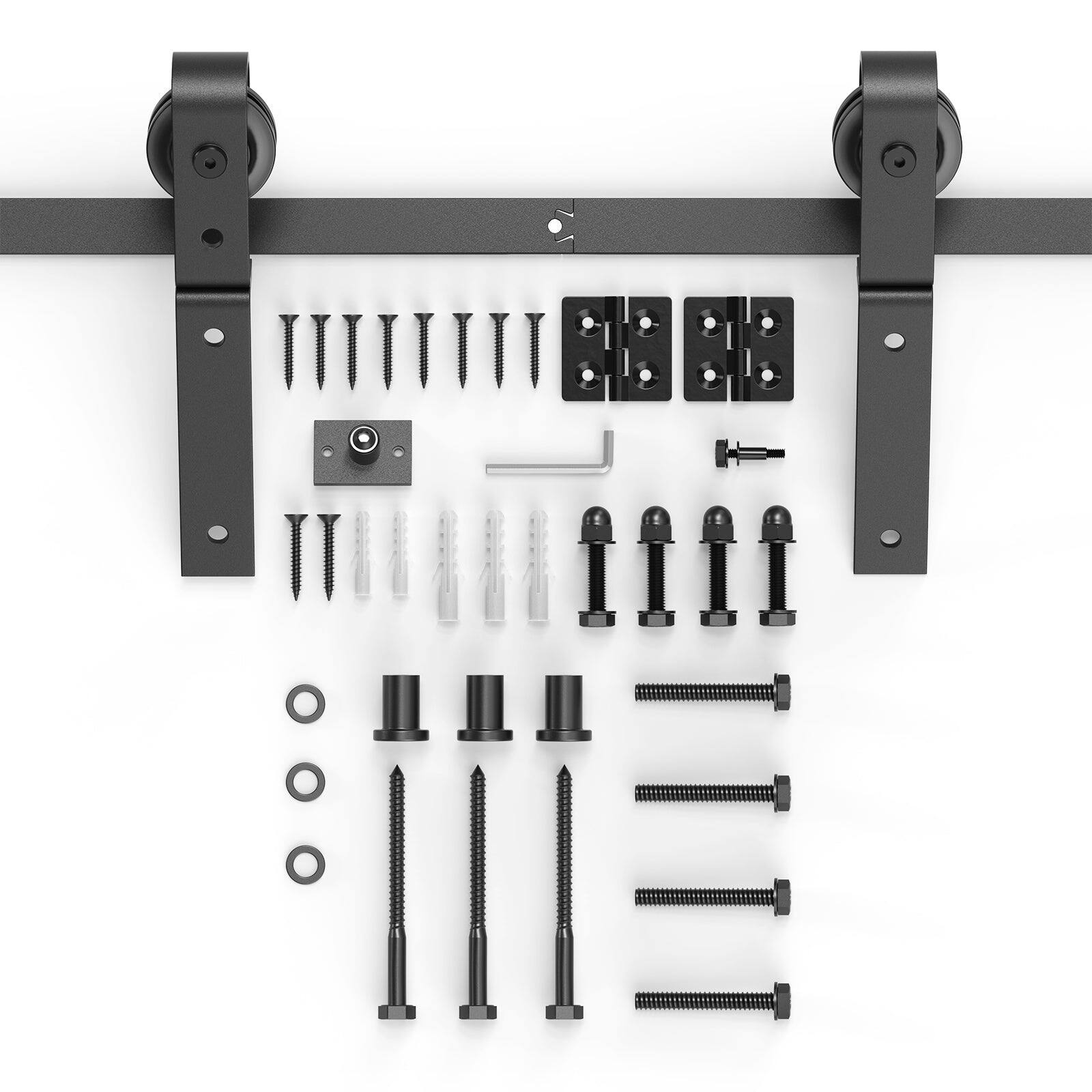 Alt View 6. Boyel Living - 2.5 ft./30 in. Black Single Bi-Fold Sliding Barn Door Track and Hardware Kit with J-Shape Hanger for Double Doors - Black.
