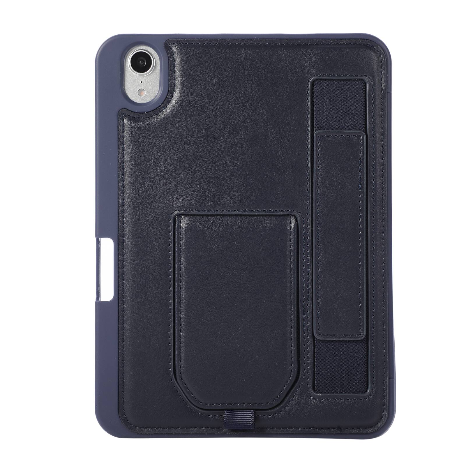 Alt View 3. Dteck - Shockproof Case for Apple iPad mini (A17 Pro) 2024 with Hand Strap and Foldable Stand, PU Leather TPU Protective Cover - Blue.
