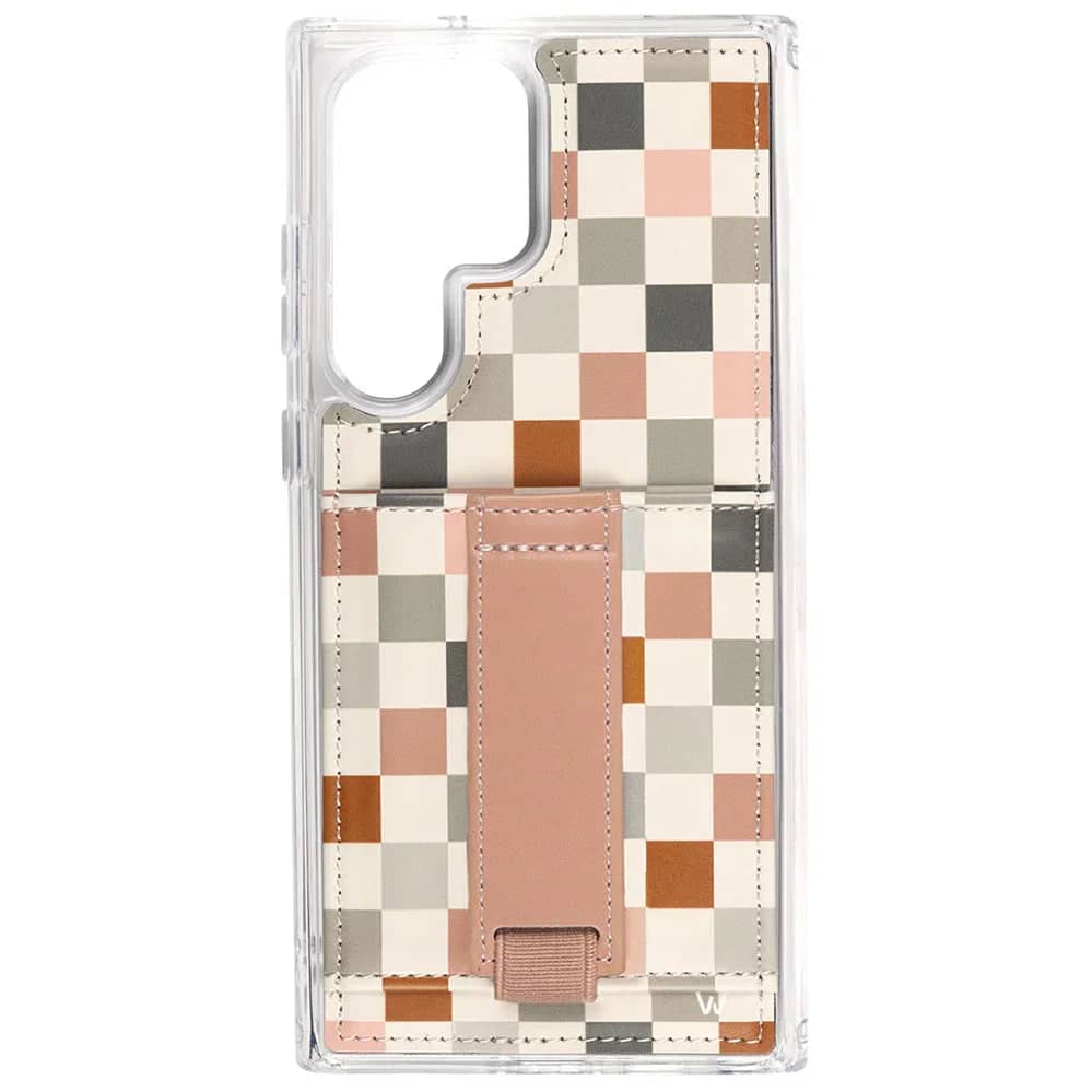 Walli Cases - Phone Case with Wallet and Finger Strap for Samsung S25 Edge - Coastal Check