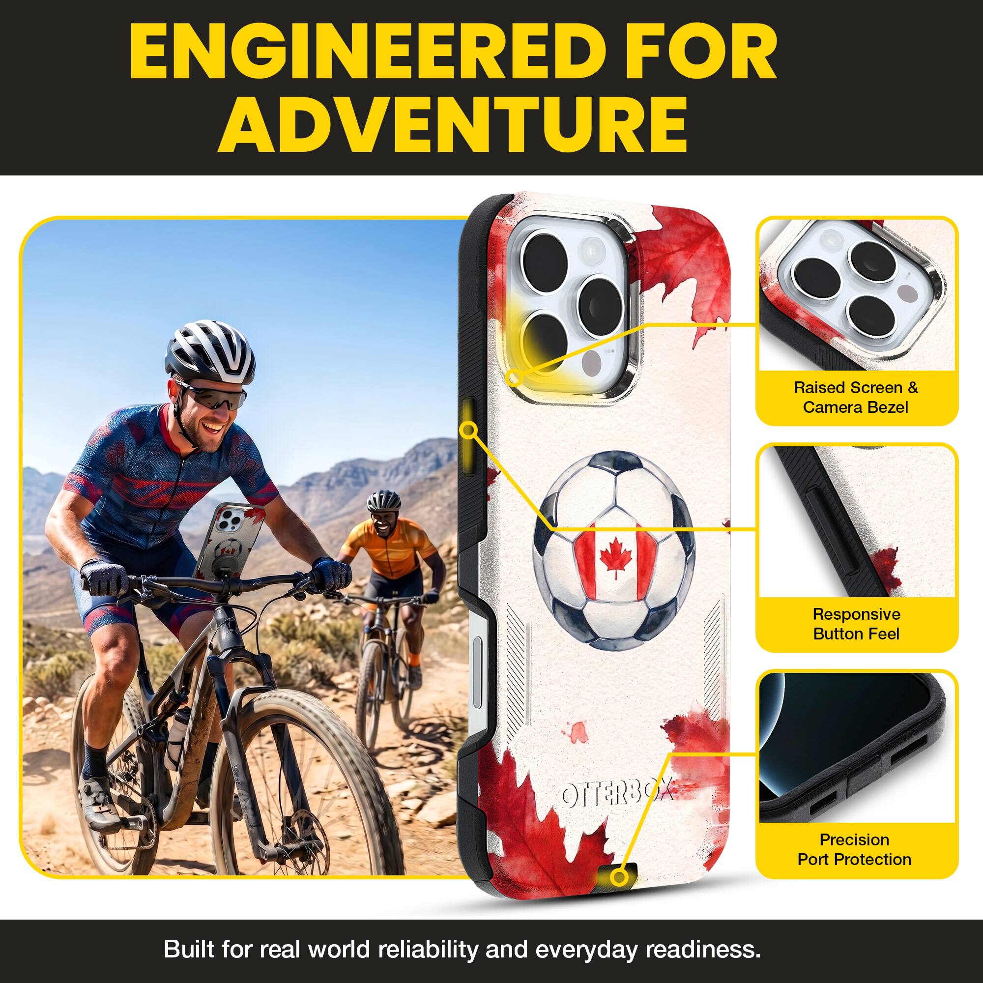 ENGINEERED FOR ADVENTURE

Raised Screen & Camera Bezel  
Responsive Button Feel  
Precision Port Protection  

Built for real world reliability and everyday readiness.