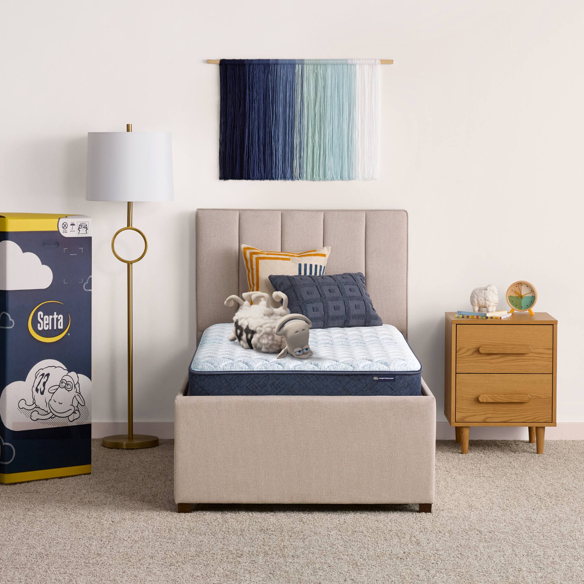 Left. Serta - Sleep to Go 6" Memory Foam Firm Mattress in a Box -Full - Light Blue.