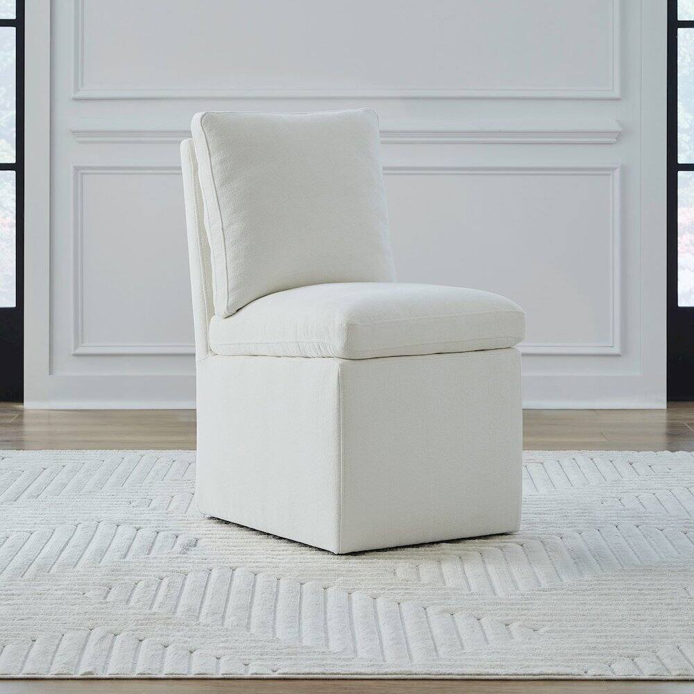 Alt View 2. Liberty Furniture Industries - Accent Dining Chair with Castors - Squared Back - Ivory Upholstry - White.