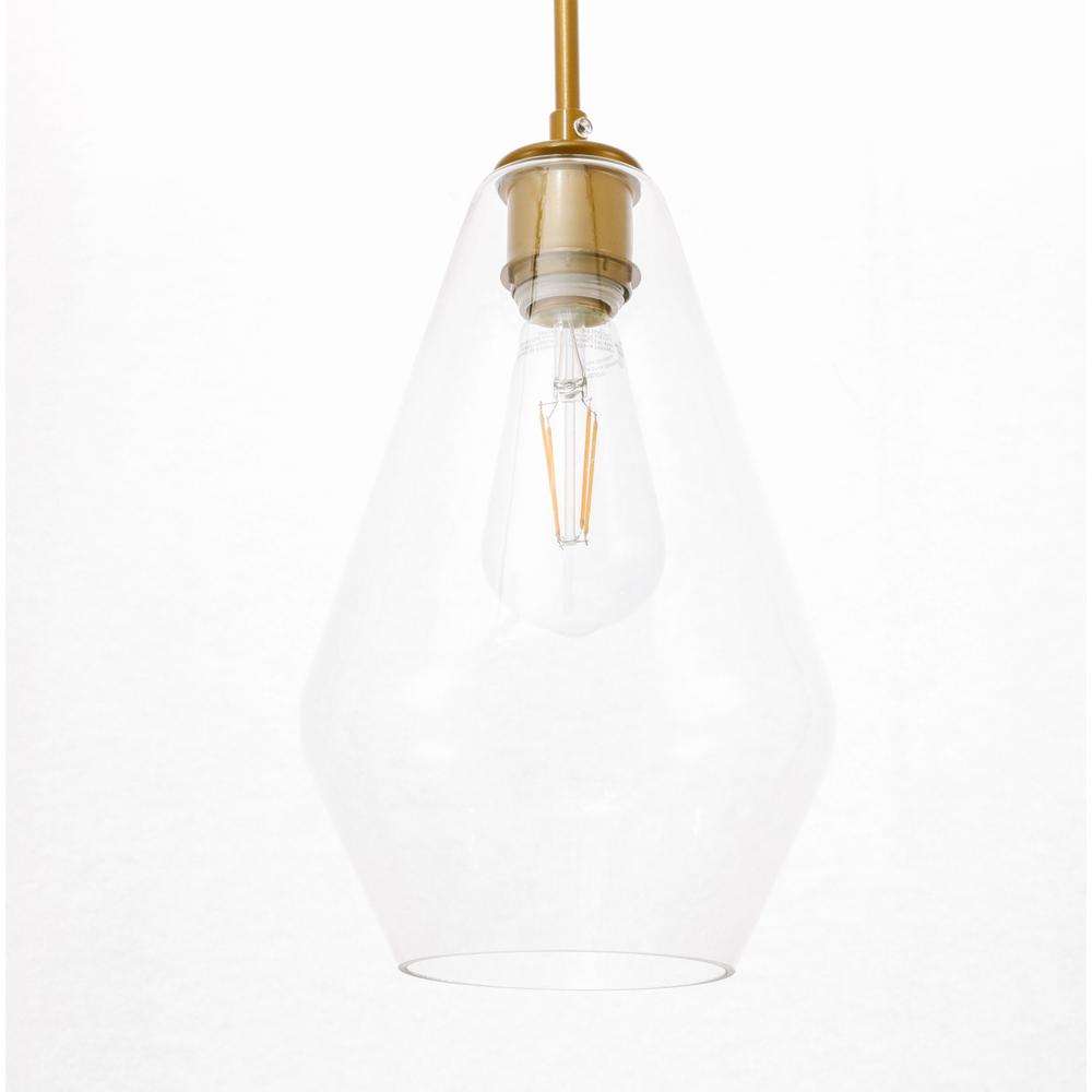 Alt View 3. Living District - Gene 1 light Brass and Clear glass pendant - Brass And Clear Glass.