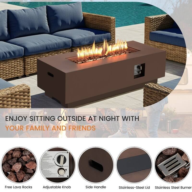 ENJOY SITTING OUTSIDE AT NIGHT WITH YOUR FAMILY AND FRIENDS

2 Free Lava Rocks
Adjustable Knob
Side Handle
Stainless-Steel Lid
Stainless Steel Burner