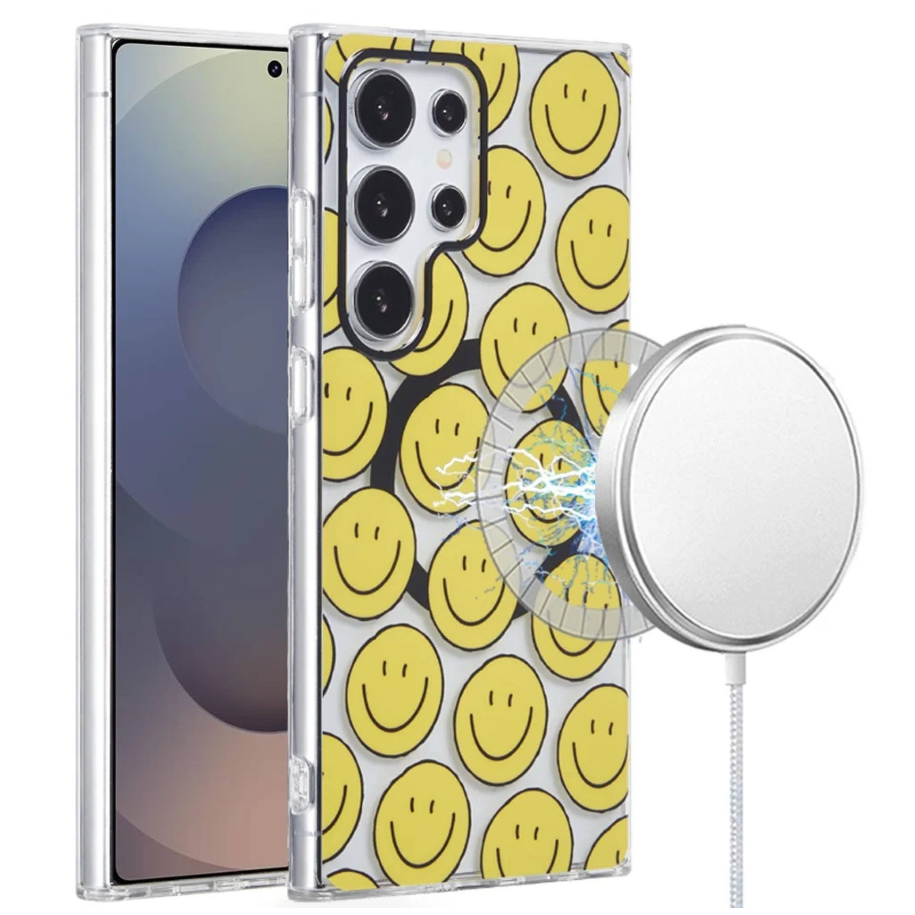 Front. Kitcheniva - Dual Layer TPU Shockproof Phone Case With Tempered Glass For Samsung S25 Ultra Smileys - Smile.