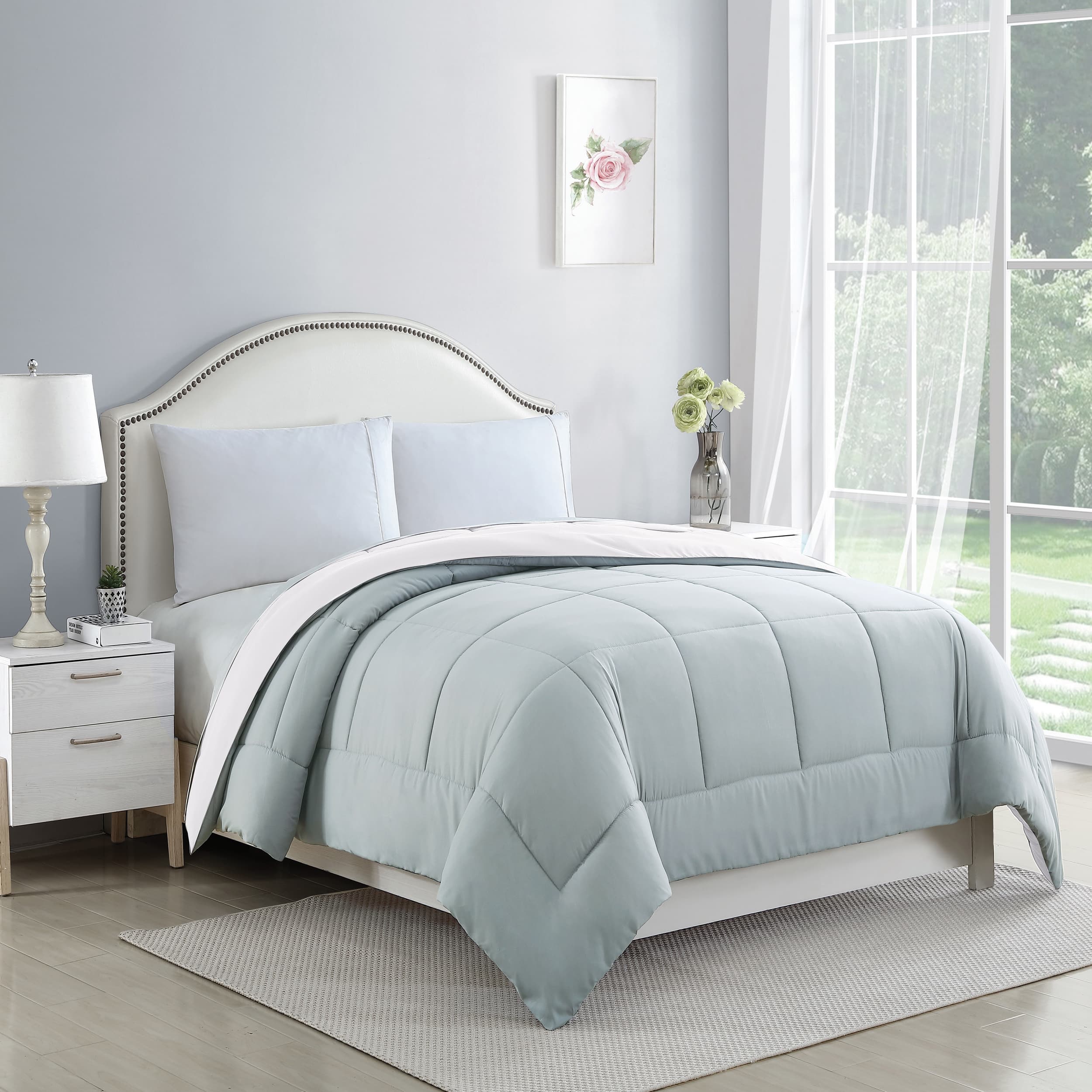 Bibb Home - 2-Tone Reversible Down Alternative Comforter - Silver/White price history on PriceWatchPro