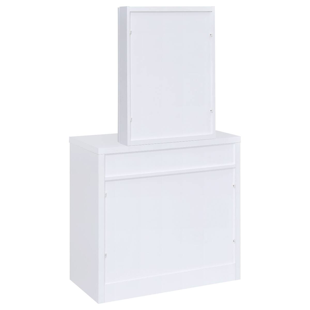 Alt View 2. Loheer - Loheer White Makeup Vanity Set with Mirror and Stool - White.