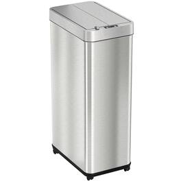 iTouchless - 18 Gallon Wings Open Stainless Steel Sensor Kitchen Trash Can with Wheels and AbsorbX Odor Filter - Silver