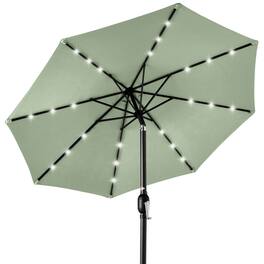 Best Choice Products - 10ft Solar LED Lighted Patio Umbrella w/ Tilt Adjustment, UV-Resistant Fabric - Sage Green