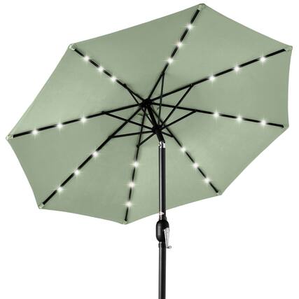 Front. Best Choice Products - Best Choice Products 10ft Solar LED Lighted Patio Umbrella w/ Tilt Adjustment, UV-Resistant Fabric - Sage Green - Sage Green.