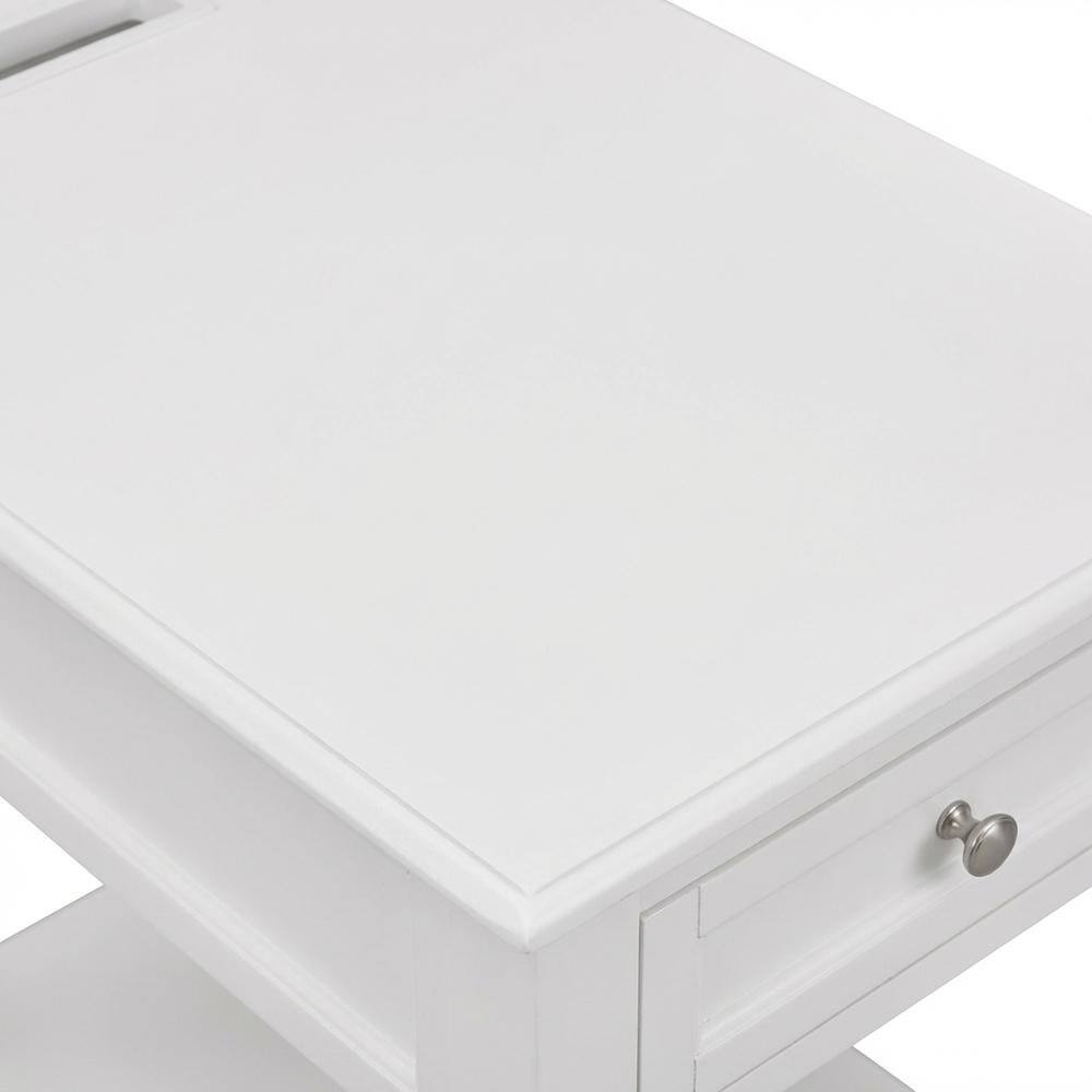 Back. FurniFact - White Modern Night Stand with Single Drawer and Sturdy Construction - White.