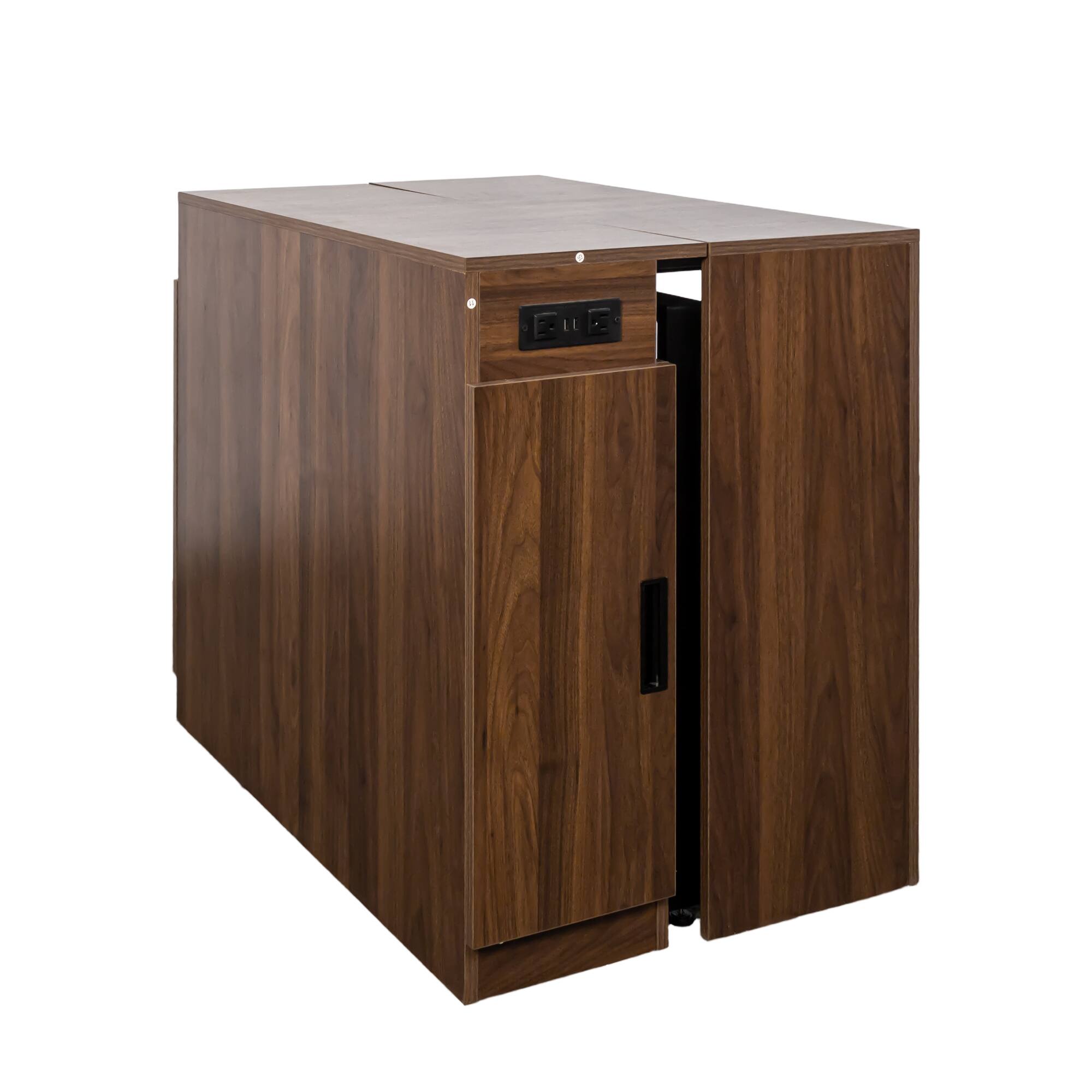 Alt View 10. Tiramisubest - Modern Multifunctional Extendable Dining Table with Outlet, Space Saving Expanding Table with Storage, Walnut - Walnut.