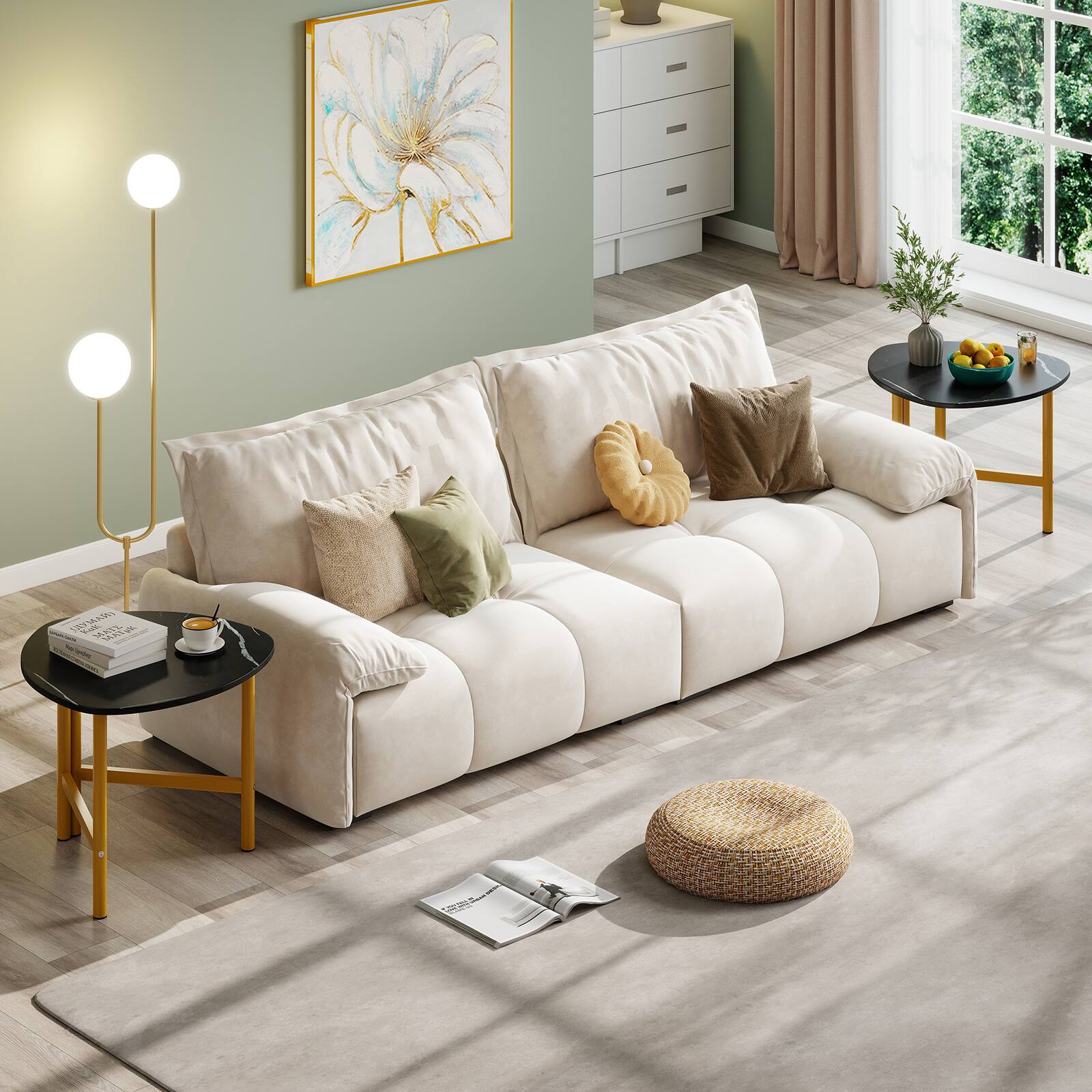 Alt View 1. Gymax - Gymax 2PCS Triangle Coffee Table w/Metal Legs Industrial Center Table for Living Room Black & Gold - Black.