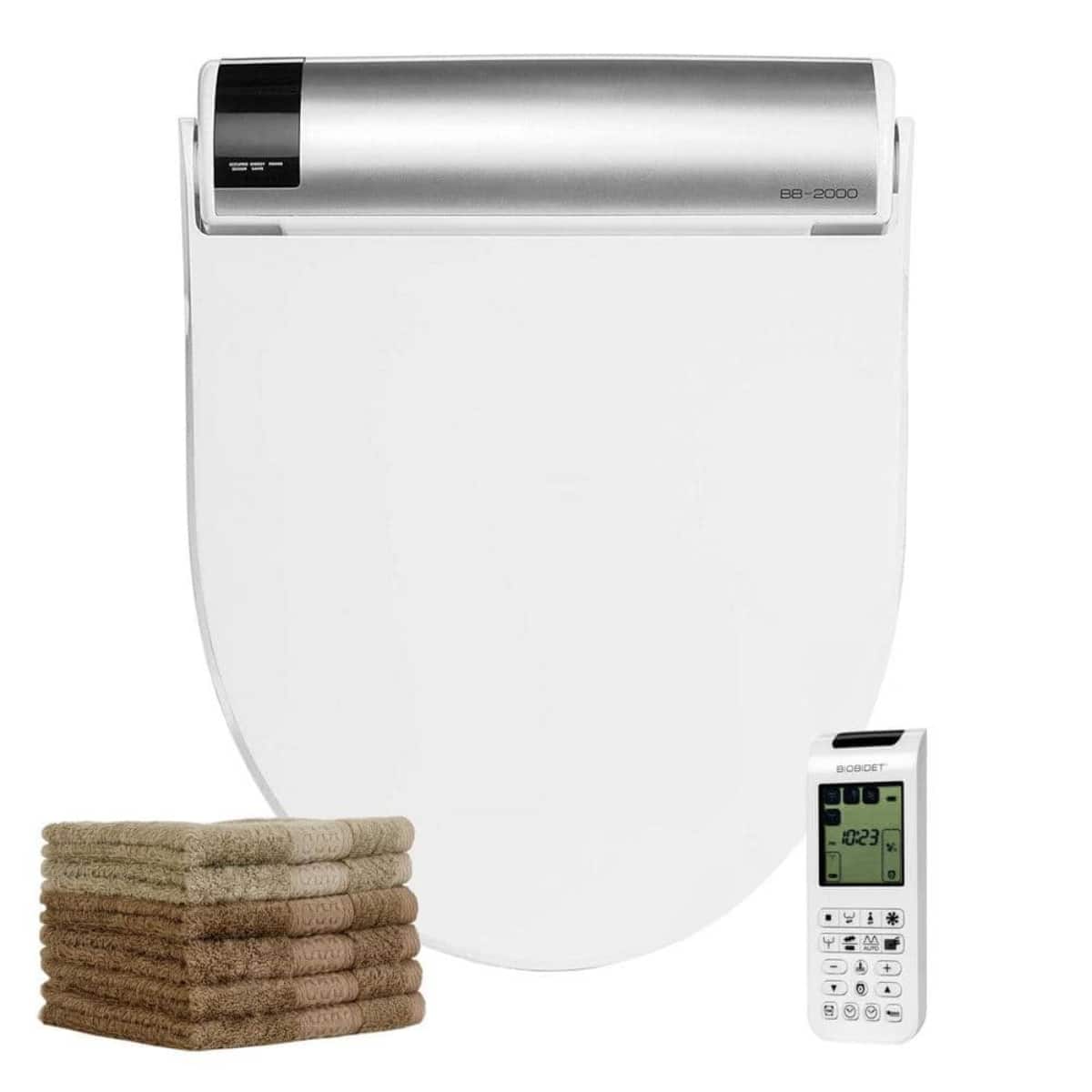 Bio Bidet - by Bemis BB2000 Round Bidet Toilet Seat with Drylette Towels - White