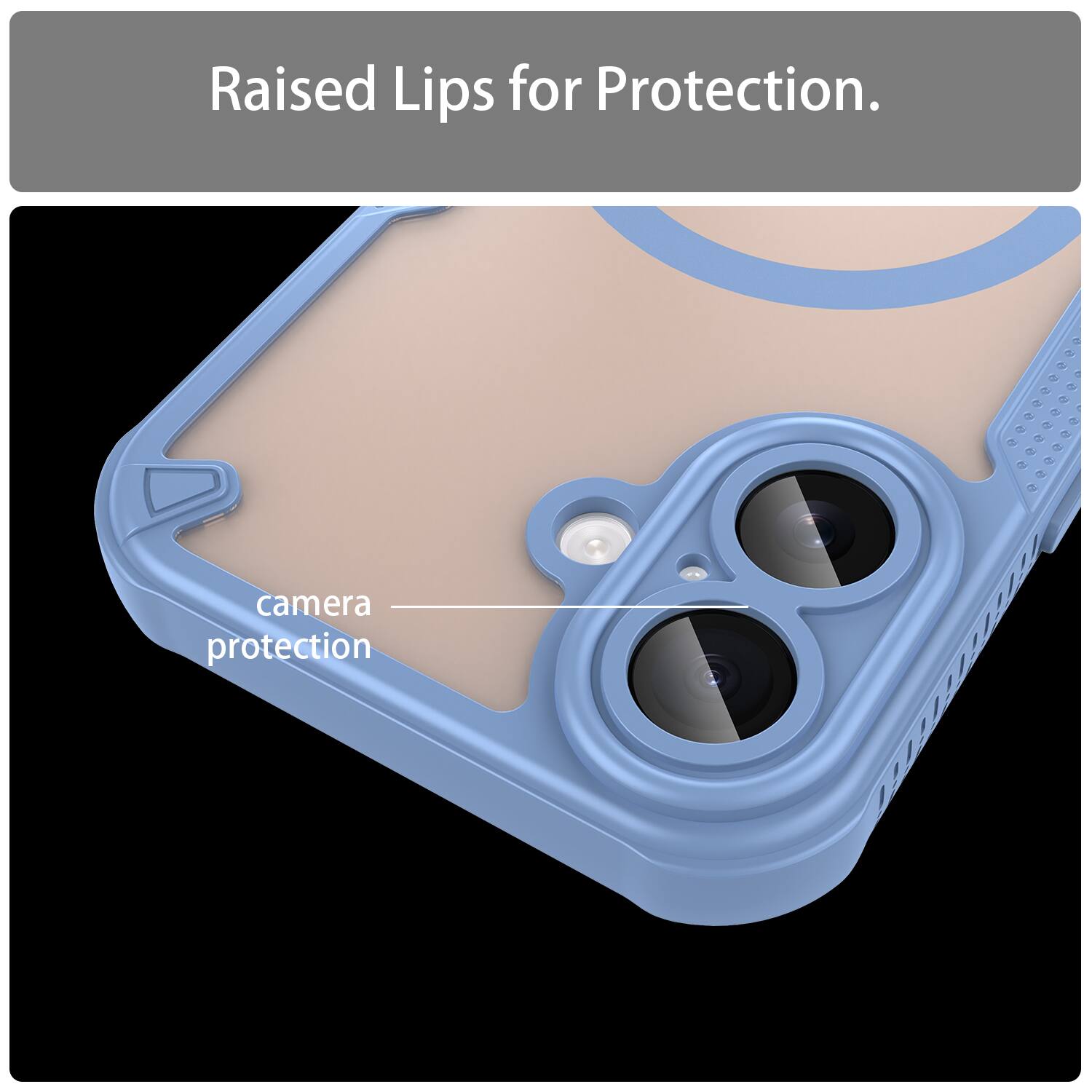 Raised Lips for Protection.  
camera protection