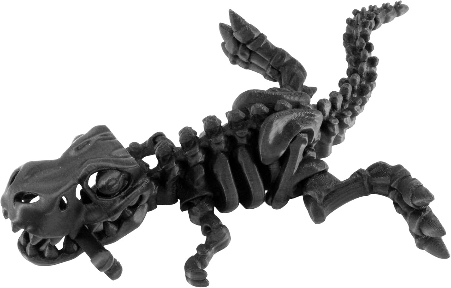 Back. JuzToys - 3D Printed Skeleton Tyrannosaurus Rex, Prehistoric Collectible Articulating Dinosaur Figurine for Desk Black by PowerTRC - Black.