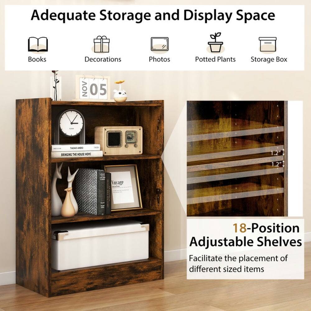 Adequate Storage and Display Space

Books Decorations Photos Potted Plants Storage Box

18-Position Adjustable Shelves

Facilitate the placement of different sized items