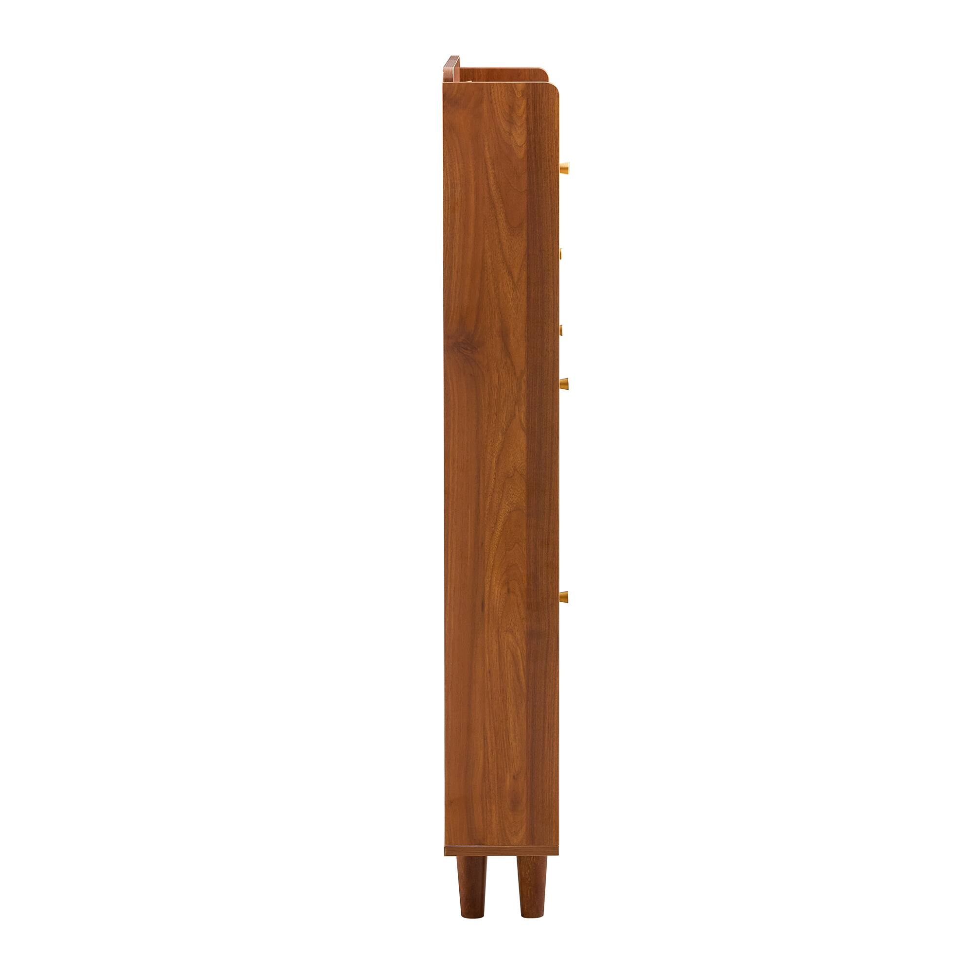 Alt View 8. Loheer - Loheer- Modern Narrow Shoe Cabinet 3.1x0.6x4.1 ft MDF Entryway Shoe Organizer Slim Hidden Storage for Small Hallways - Walnut.