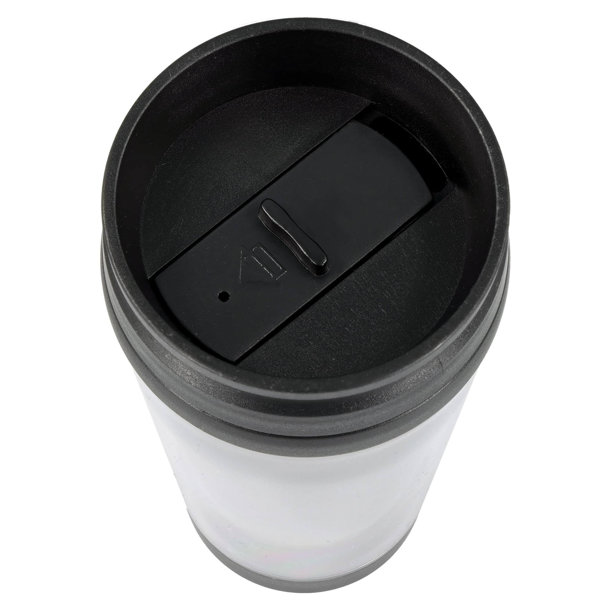 Alt View 2. Just Funky - Black 16oz Travel Mug w/ Lid - Black.