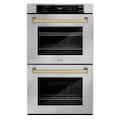ZLINE - Autograph 30 in. 10 cu. ft. Built-In Double Wall Oven with Air Fry & Self Clean with Bronze Accents - Stainless Steel