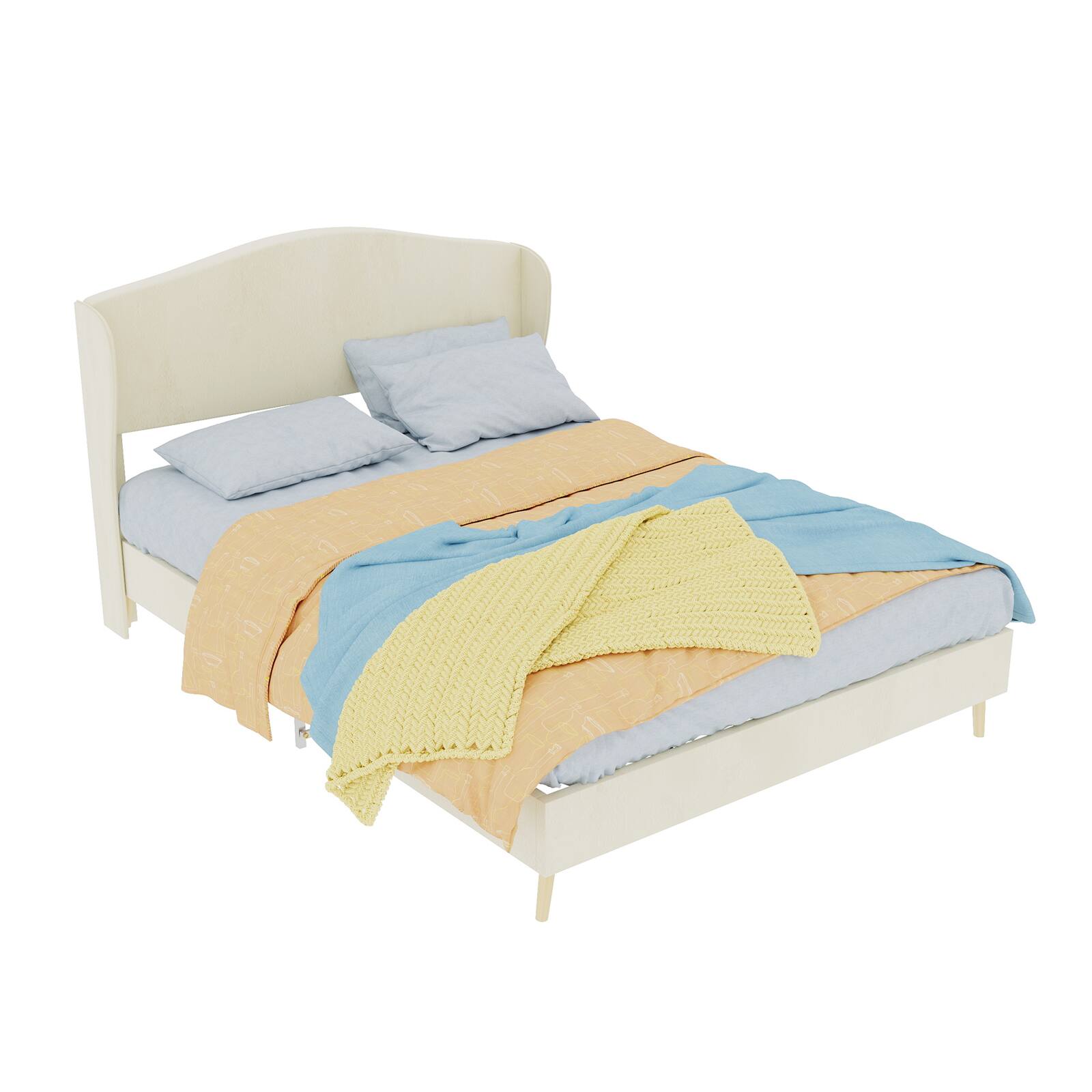 Alt View 5. Loheer - Loheer Beige Velvet Full Bed Frame Sturdy Upholstered Bed - Beige.