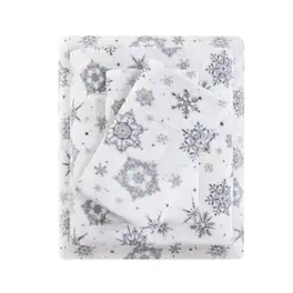 Gracie Mills - Lenora Microfleece Cozy Sheet Set - Grey Snowflake
