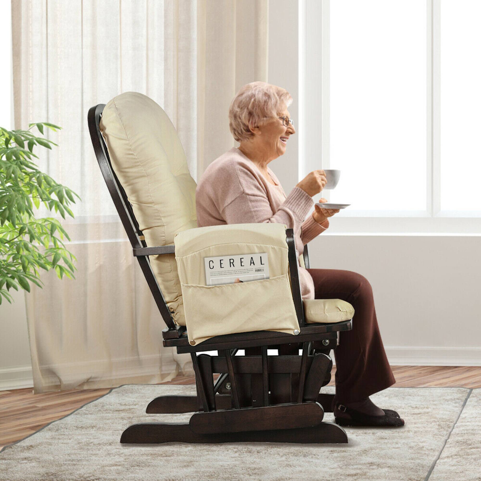 Alt View 4. Costway - Costway Baby Nursery Relax Rocker Rocking Chair Glider & Ottoman Set w/Cushion - Beige.