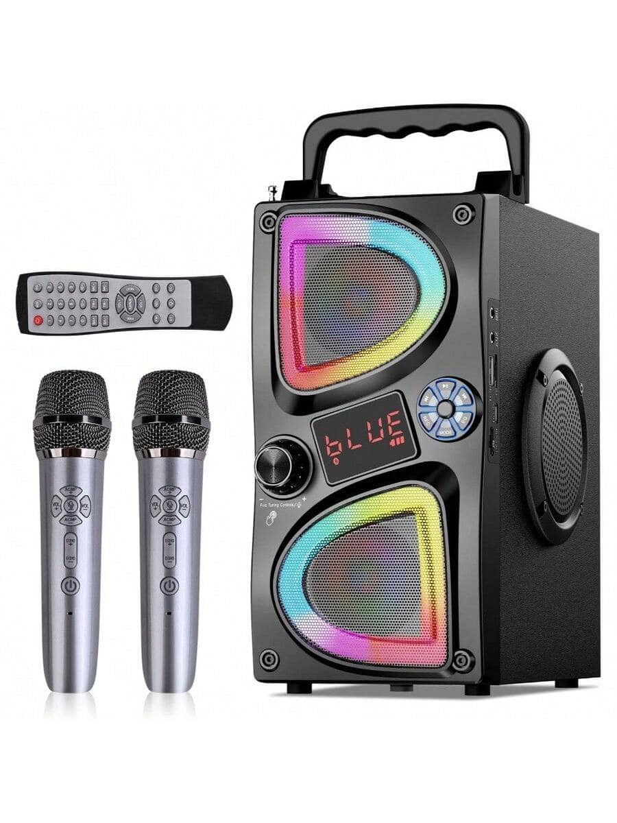 Stamp n Camp - Professional Grade Professional Microphone Speaker with Lights, Stereo, Wireless - Red - For Outdoor - MIC2-0