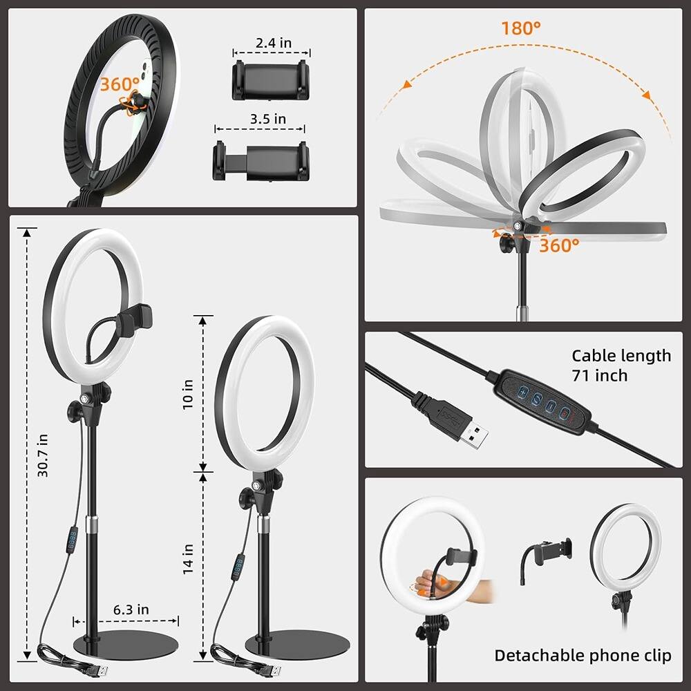 - 2.4 in
- 3.5 in
- 30.7 in
- 10 in
- 14 in
- 6.3 in
- Cable length 71 inch
- Detachable phone clip
- 180°
- 360°