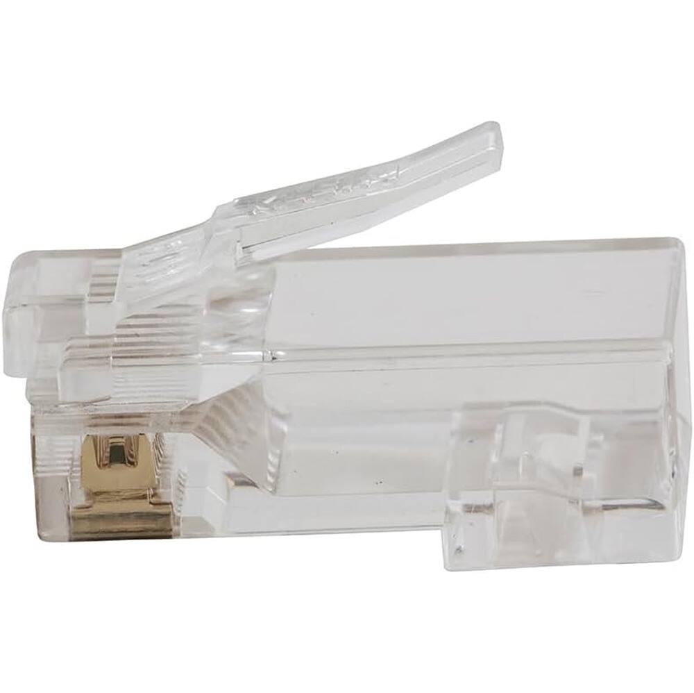 Left. ACJPR - 200-Pack RJ45 CAT5e Pass-Through Modular Data Plugs, Gold-Plated 8P8C Connectors for Ethernet Cables.