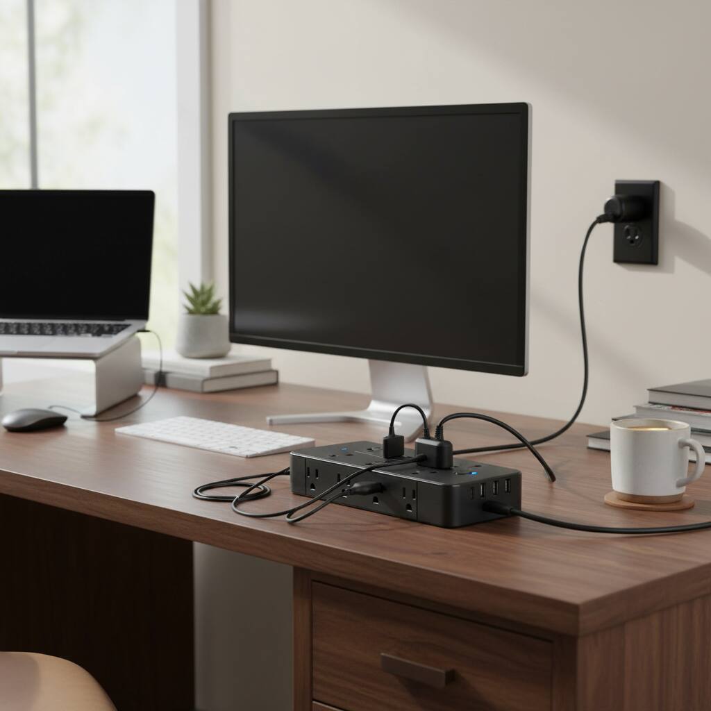 Alt View 2. Dazzed Corner - Power Strips with Surge Protection - Black.