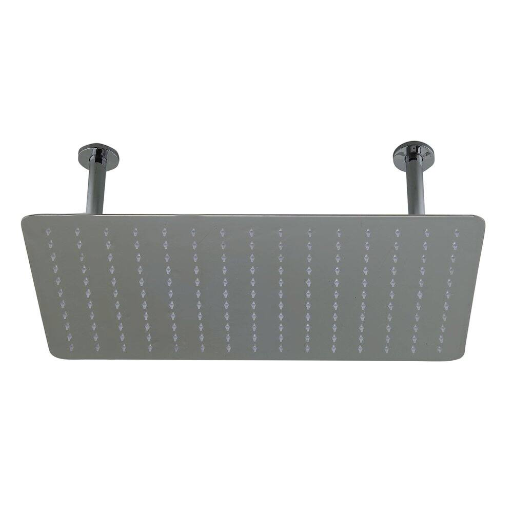 Angle. Alfi - 20" Rectangular Polished Solid Stainless Steel Ultra Thin Rain Shower Head - Silver.