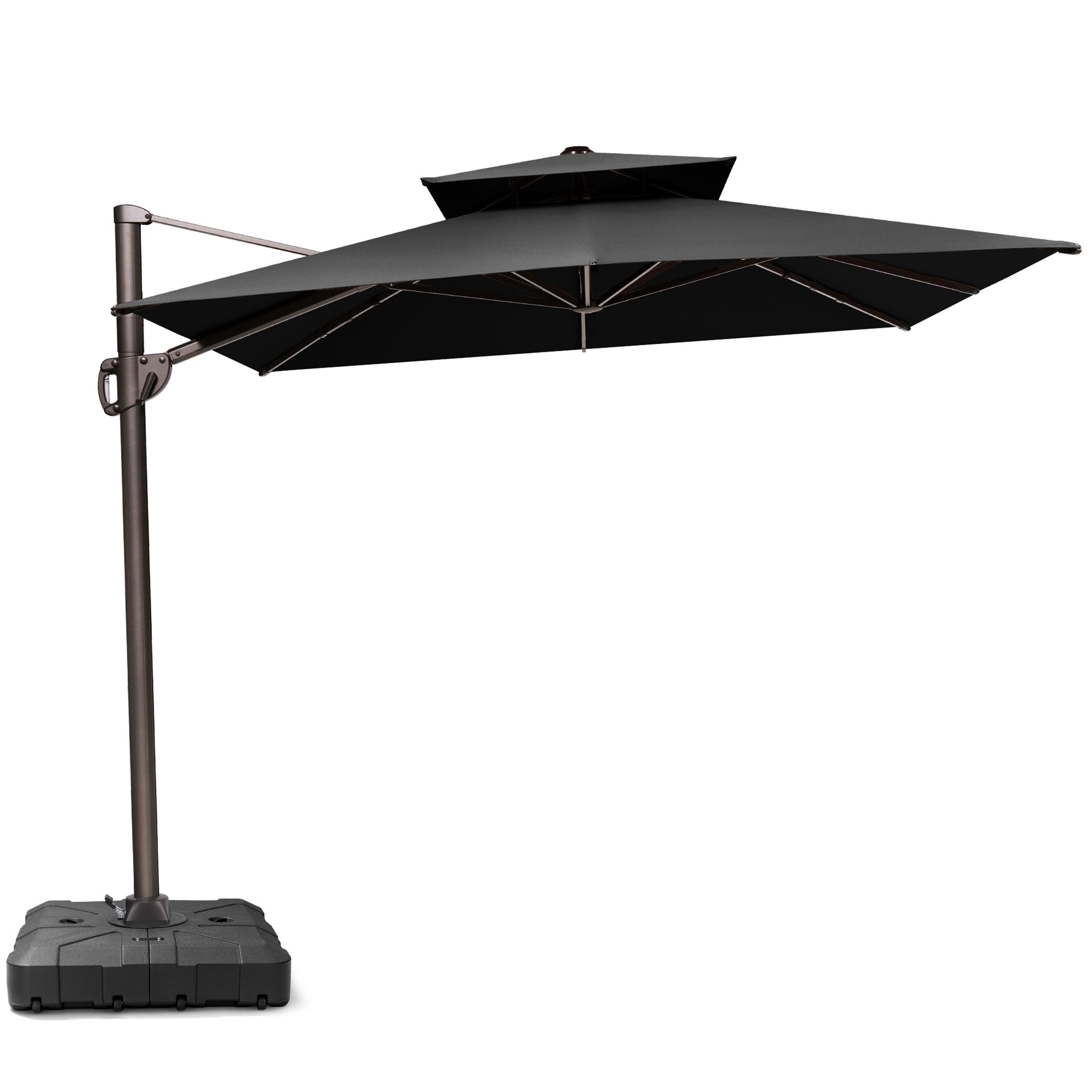 Angle. Crestlive Products - Crestlive Products 9x11ft Aluminum Dual Top Crank Cantilever Patio Umbrella with Base - Black.