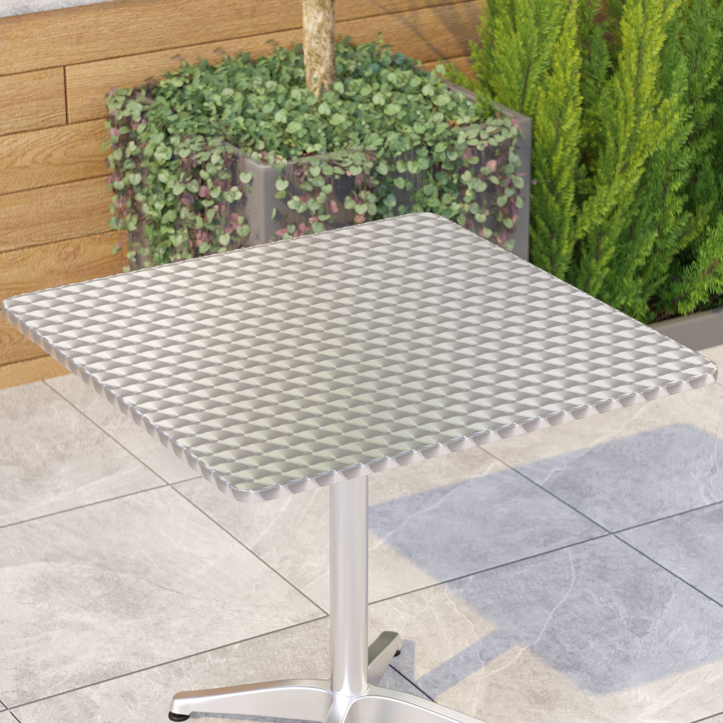 Alt View 2. Emma + Oliver - 31.5'' Square Aluminum Indoor-Outdoor Table with Base - Aluminum.