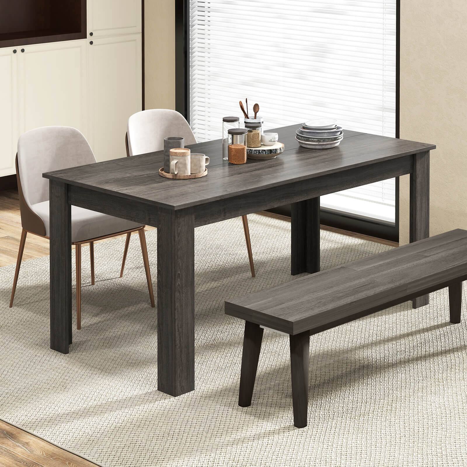 Alt View 3. Costway - Costway 63" Dining Table Rectangular Modern Kitchen Table For 6 People Home Furniture - Gray.