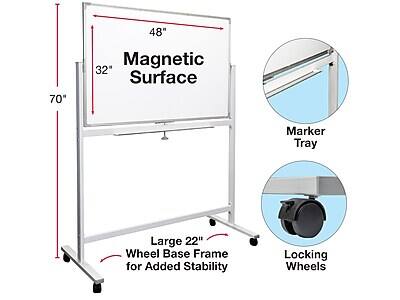 48" x 70" Magnetic Surface

Marker Tray

Large 22" Wheel Base Frame for Added Stability

Locking Wheels