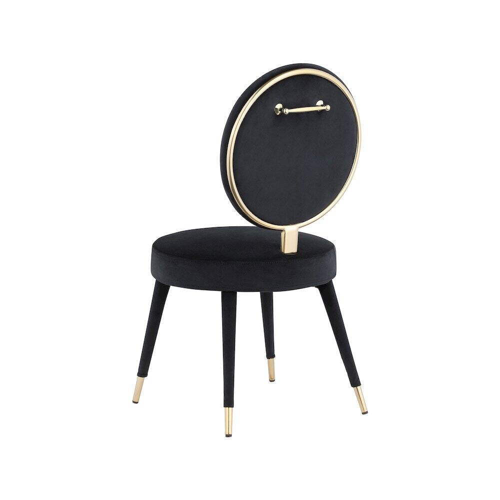 Alt View 1. Meridian Furniture - Brandy Black Velvet Dining Chair, Set of 2 - Black.