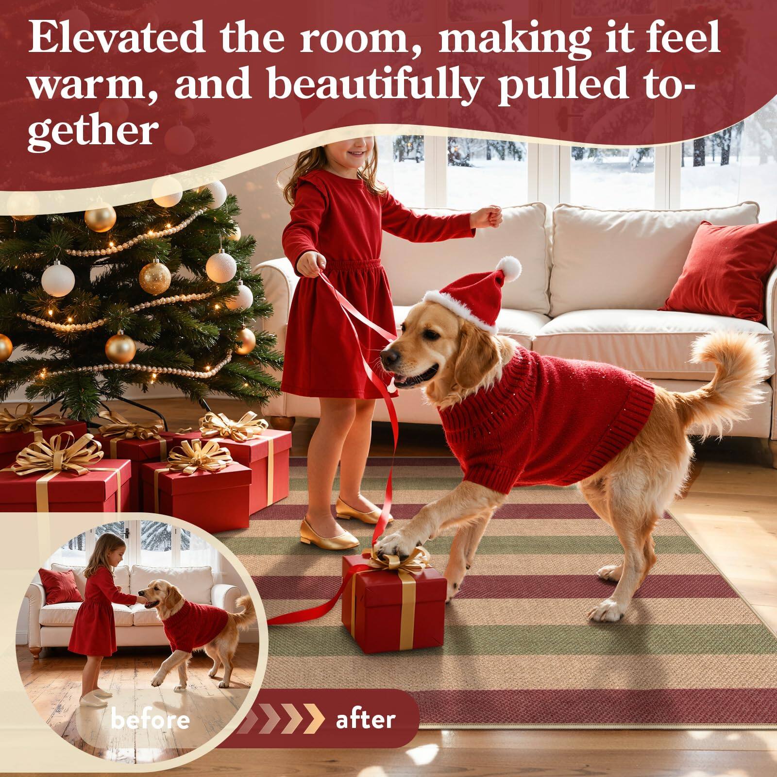 Elevated the room, making it feel warm, and beautifully pulled together

before >>> after