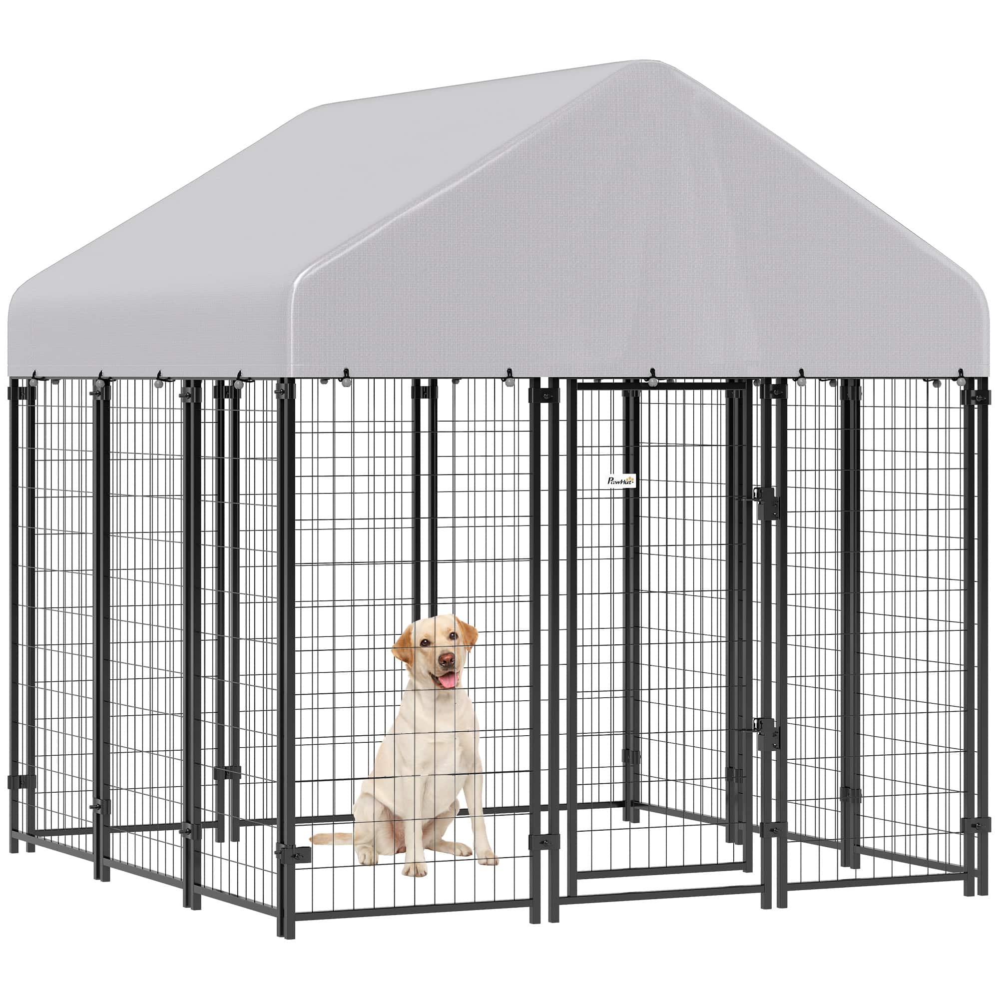 Pawhut - Dog Kennel with Roof - Silver
