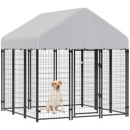 Pawhut - Dog Kennel with Roof - Silver