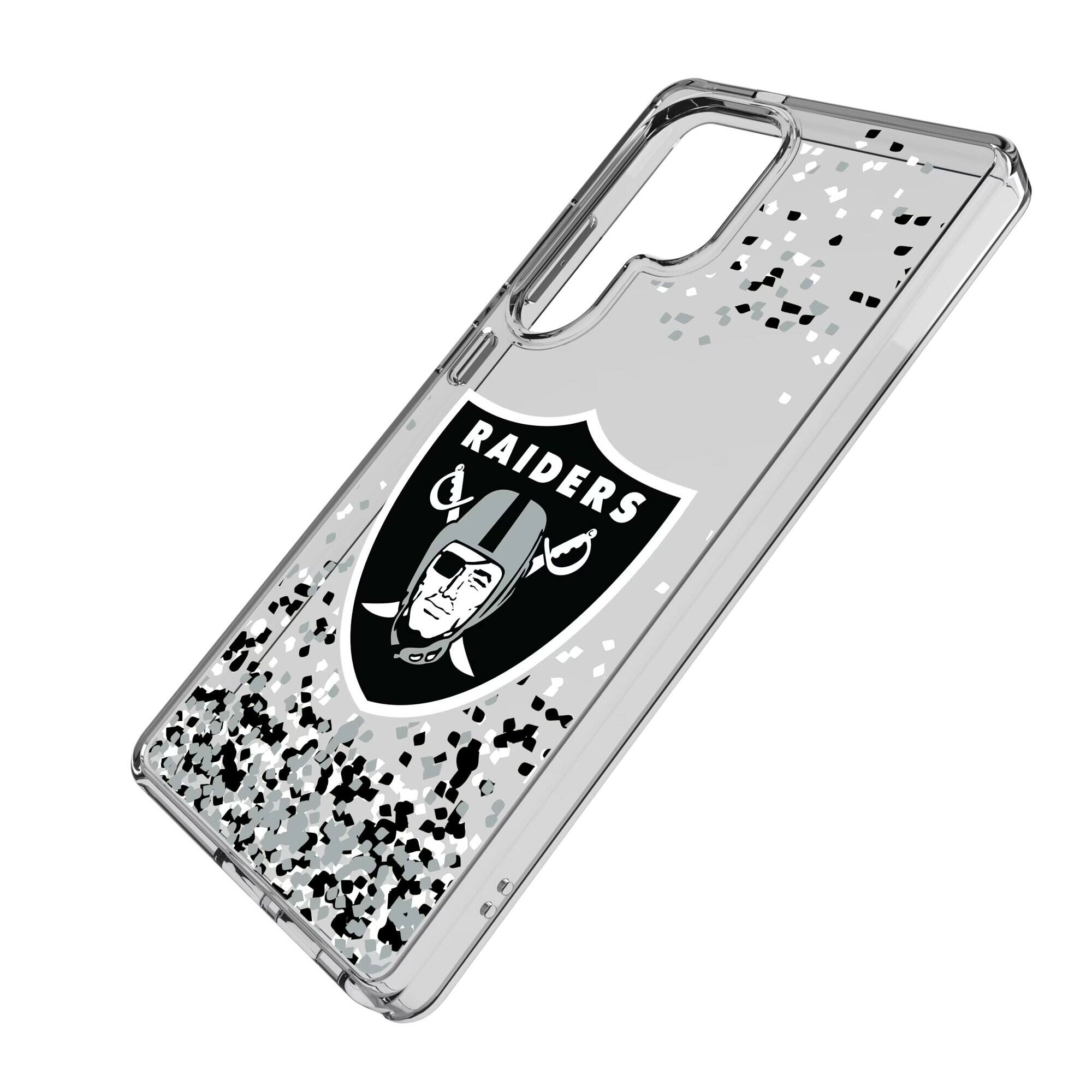 Alt View 1. Keyscaper - Las Vegas Raiders Galaxy Clear Case with Confetti Design - S22 Plus - Multicolor.