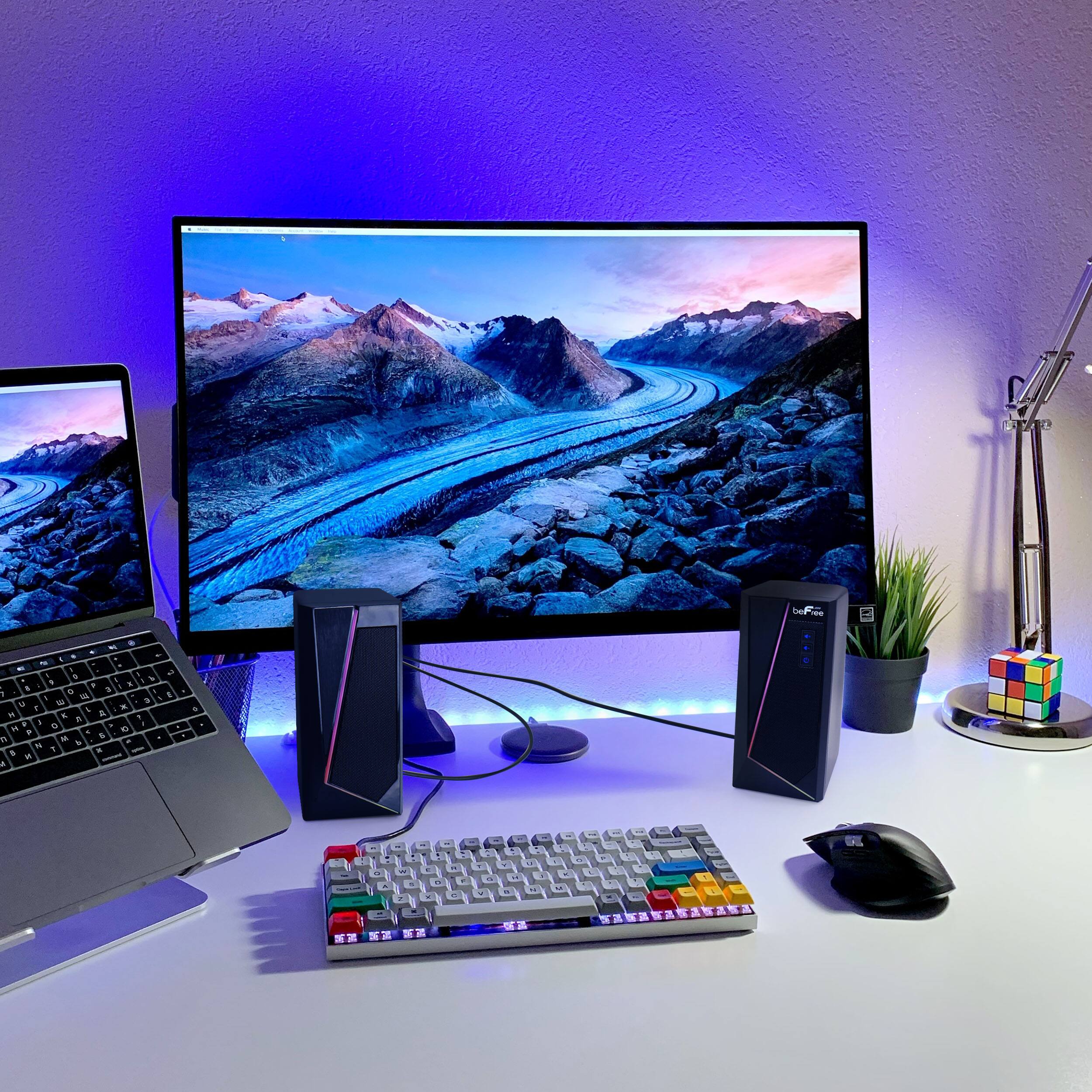 Alt View 4. beFree Sound - beFree Sound 2.0 Computer Gaming Speakers with LED RGB Lights - Black.