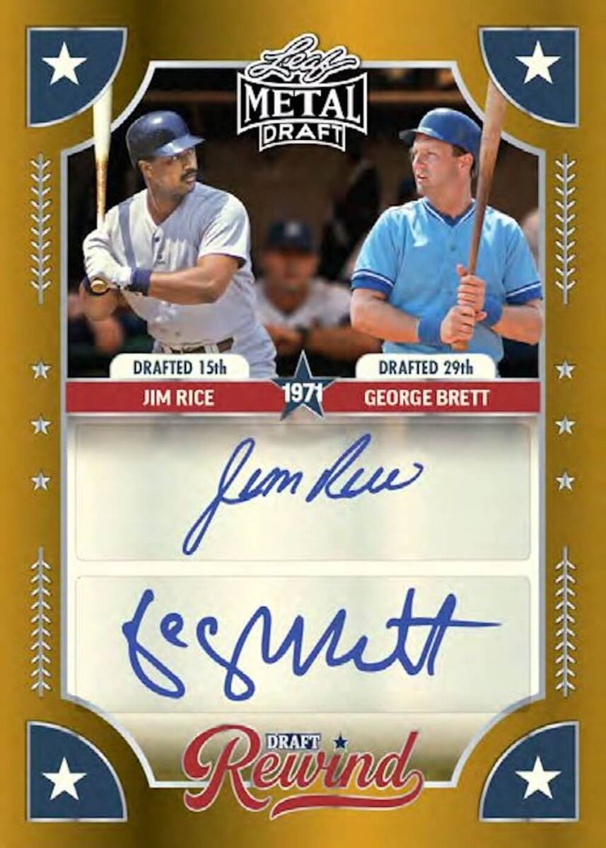 Lee METAL DRAFT  
DRAFTED 15th  
DRAFTED 29th  
JIM RICE 1971  
GEORGE BRETT  
DRAFT Rewind
