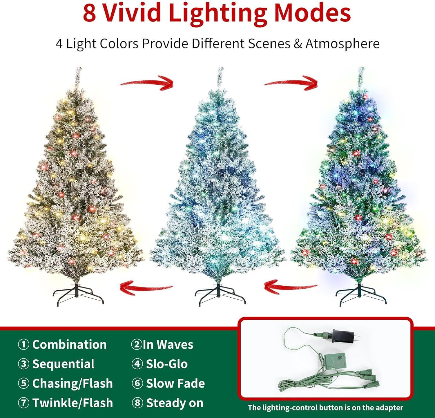 8 Vivid Lighting Modes

4 Light Colors Provide Different Scenes & Atmosphere

1. Combination
2. In Waves
3. Sequential
4. Slo-Glo
5. Chasing/Flash
6. Slow Fade
7. Twinkle/Flash
8. Steady on

The lighting-control button is on the adapter