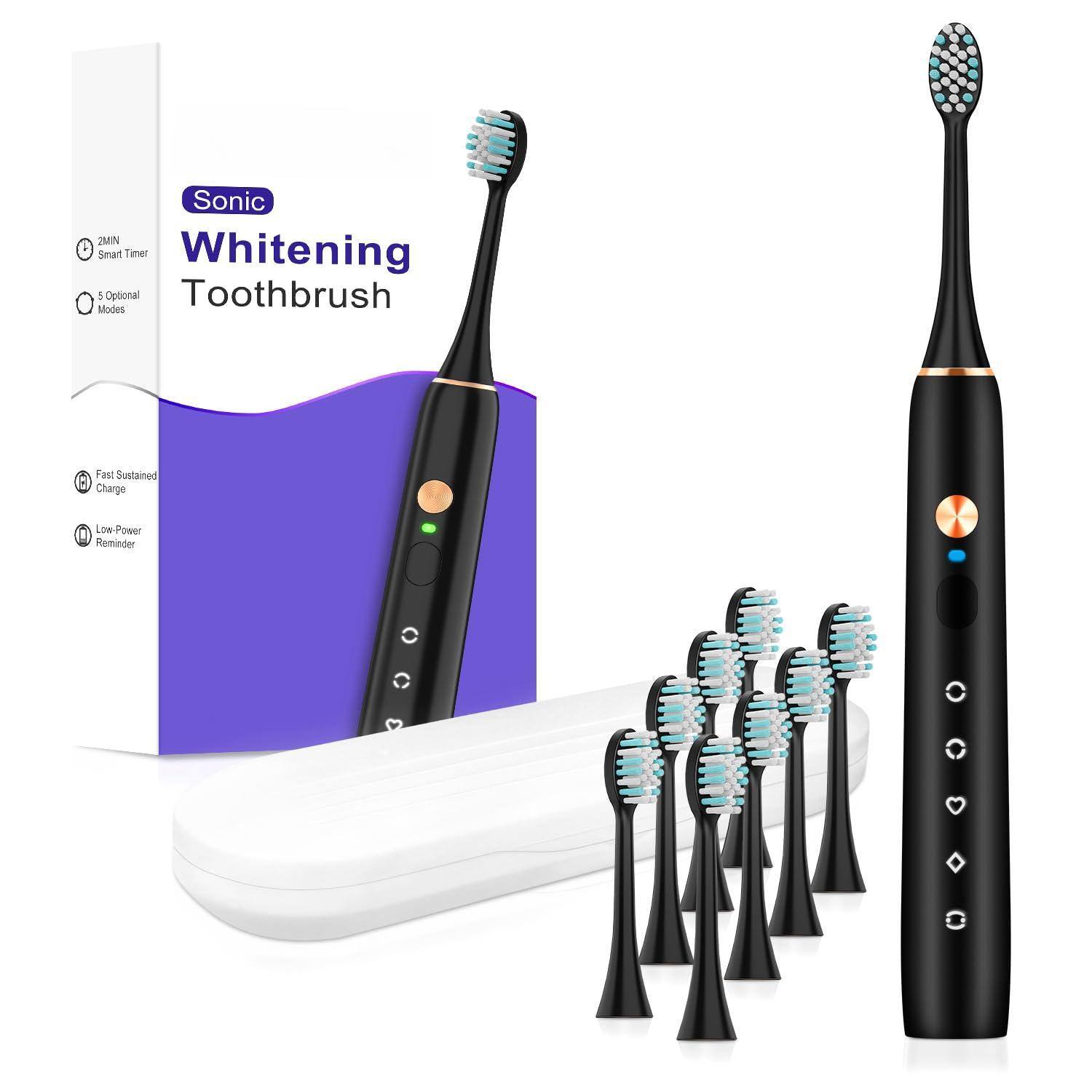 Sonic Whitening Toothbrush
- 2MIN Smart Timer
- 5 Optional Modes
- Fast Sustained Charge
- Low-Power Reminder