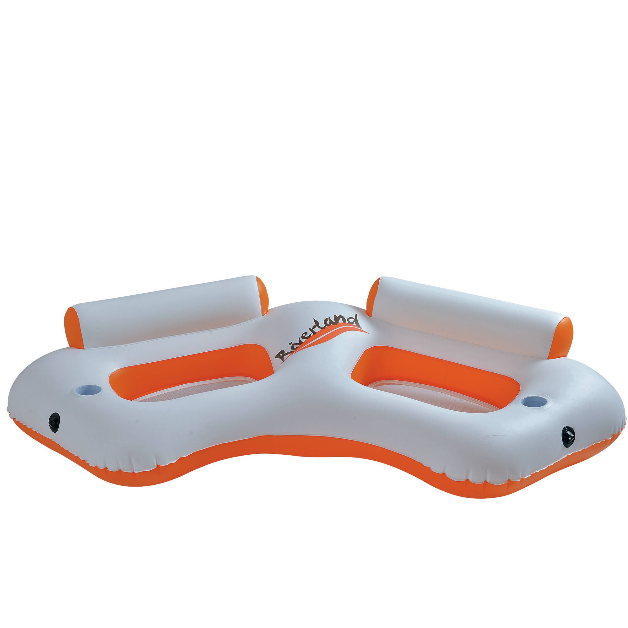 Front. Pool Central - Inflatable River Land Two Person Swimming Pool Sofa - 85" - Orange.