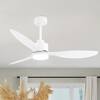 Front. Breezary - 52" Indoor Ceiling Fan, 3 ABS Blades, 6-Speed DC Motor, Remote Control, Memory/Timer, 3-Color LED Light, 5"/10" Downrods - Matte White.