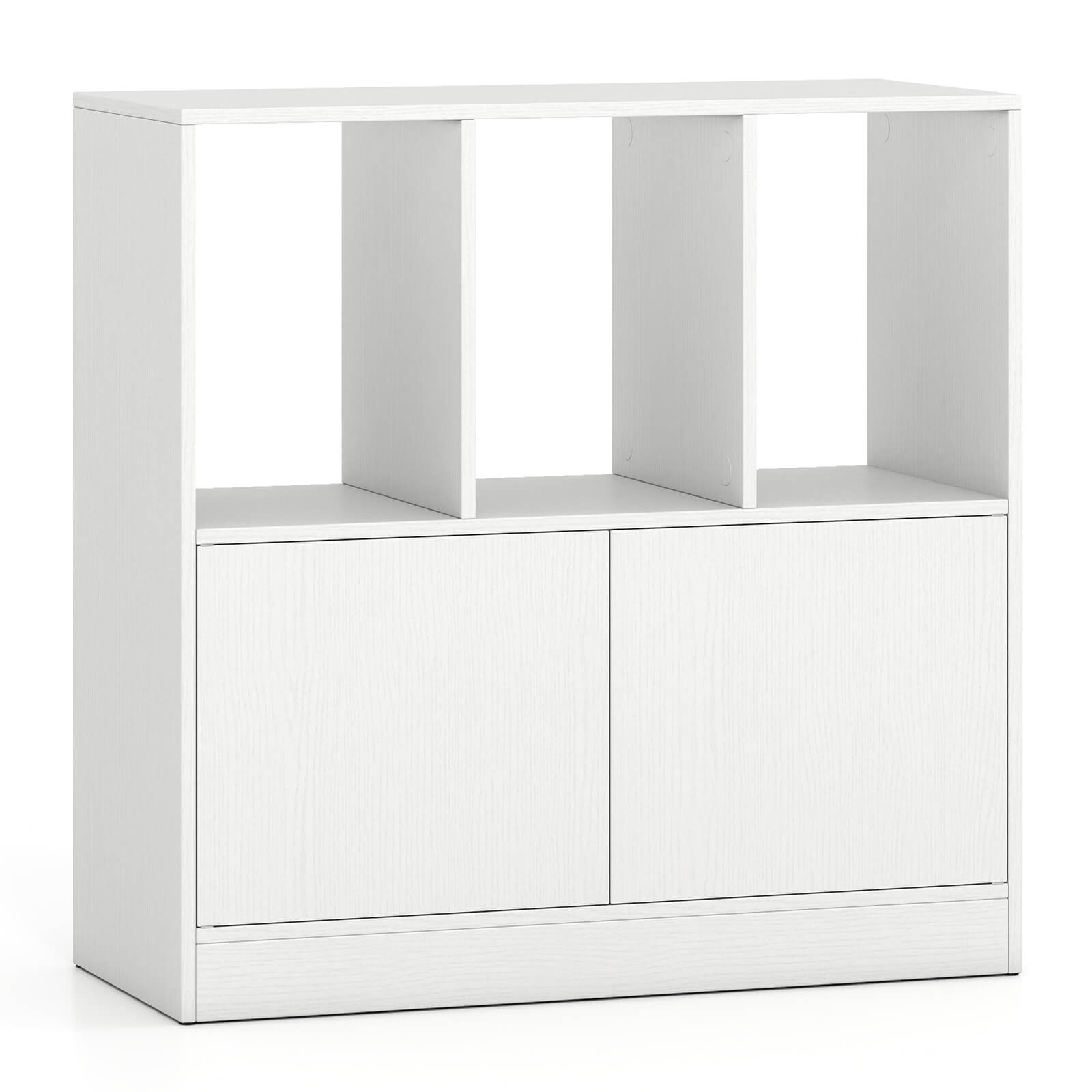 Alt View 9. Costway - Costway 1 PCS Cube Bookcase with Doors, Open Compartments & Cabinet, Modern Display Shelf - White.