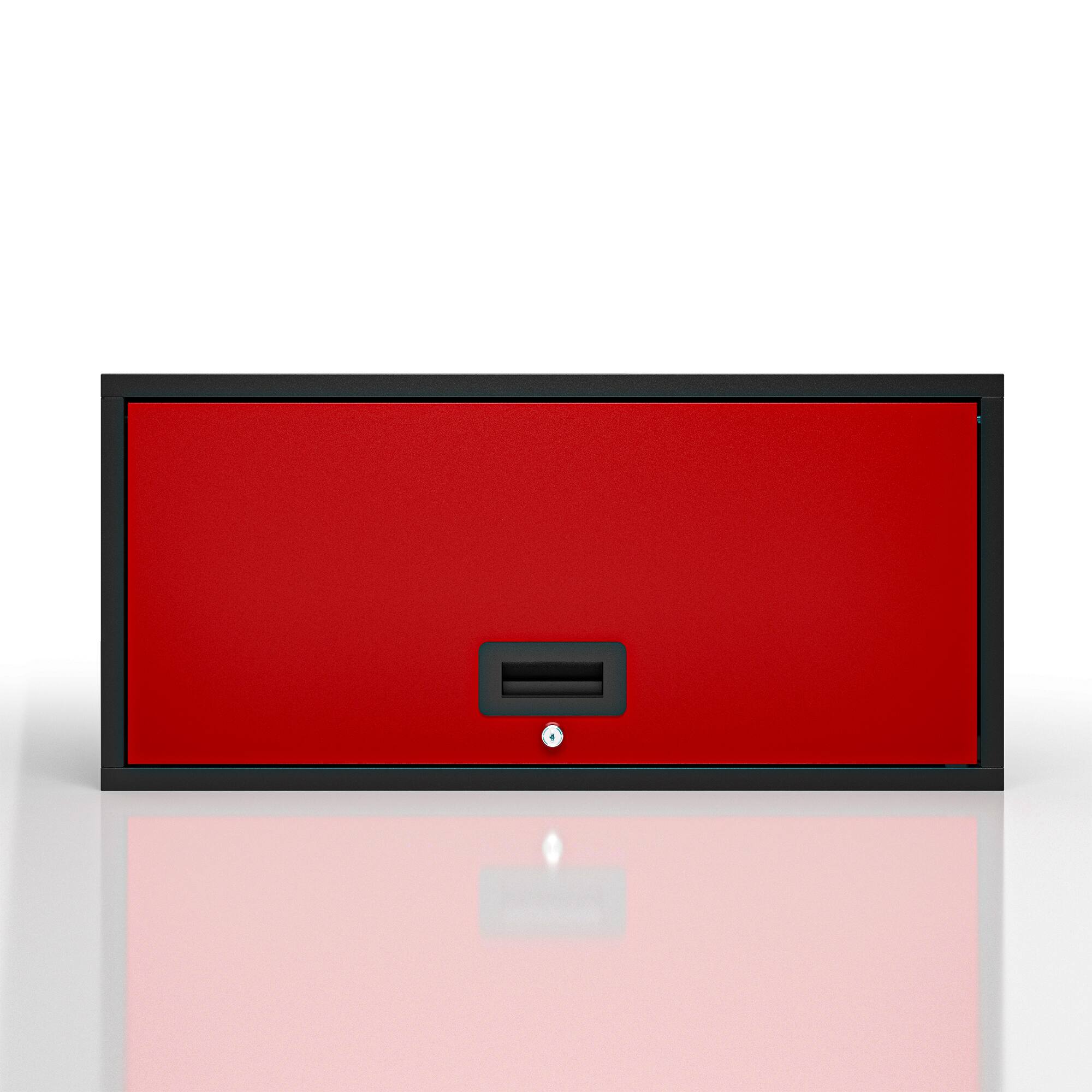 Alt View 7. TinyHomie - TinyHomie Wall-mounted Metal Garage Cabinet with Doors, Floating Tool Cabinet for Kitchen, Basement, Warehouse in Red - Red+Black.