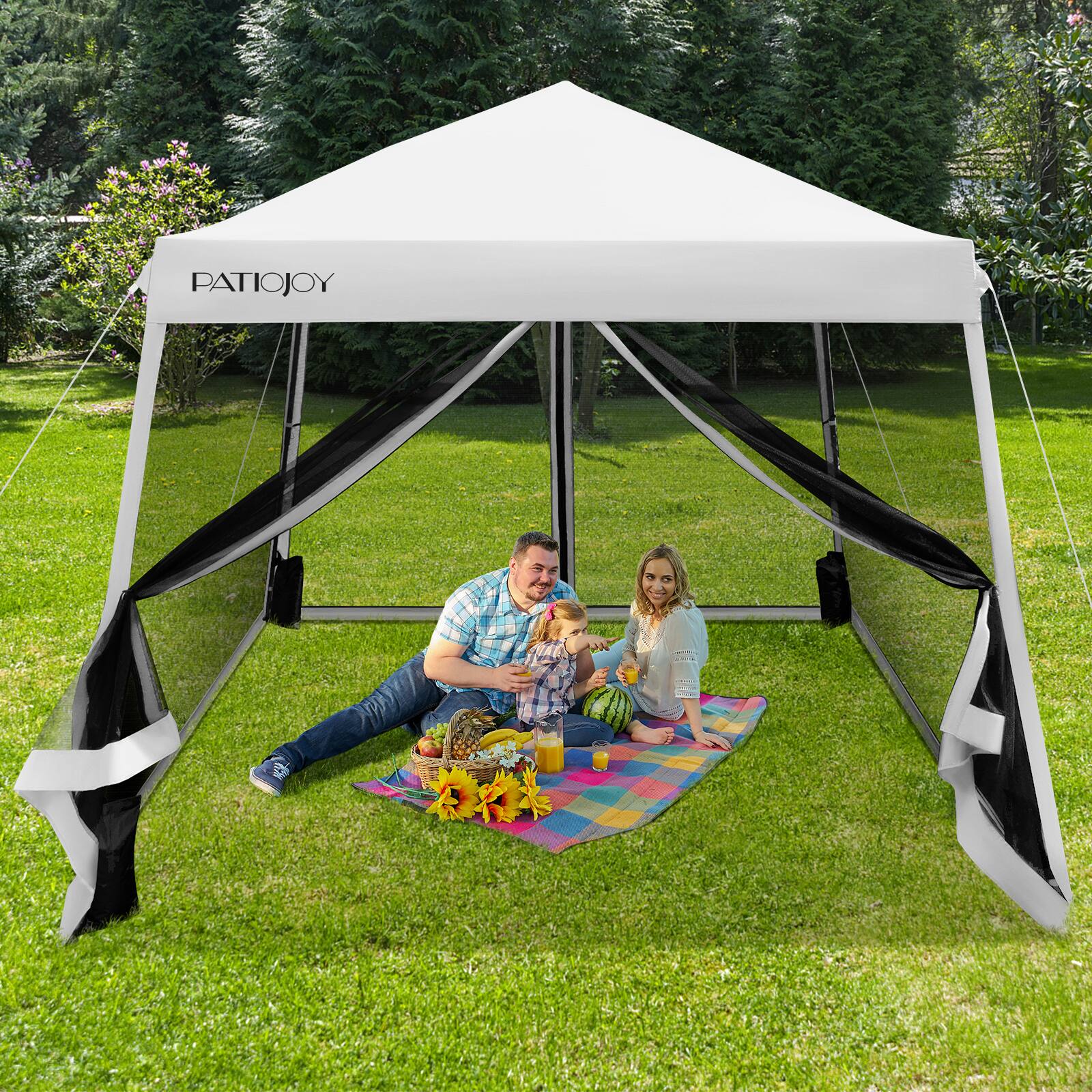 Alt View 5. Costway - Costway 10x10Ft Patio Outdoor Instant Pop-up Canopy Slant Leg Mesh Tent Folding - White.